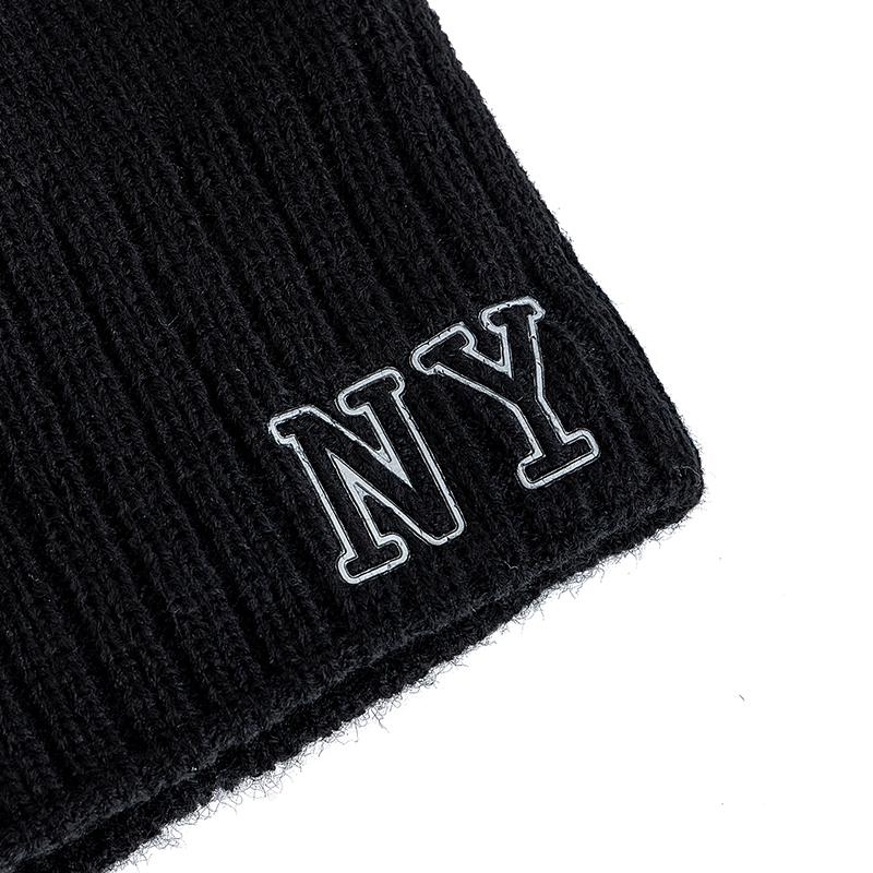 Новый стиль Унисекс Осенне-зимние шапки с плюшевой меховой подкладкой Мужские Женские Теплая шапка бини Повседневная с принтом NY Зимние вязаные шапки для лыж