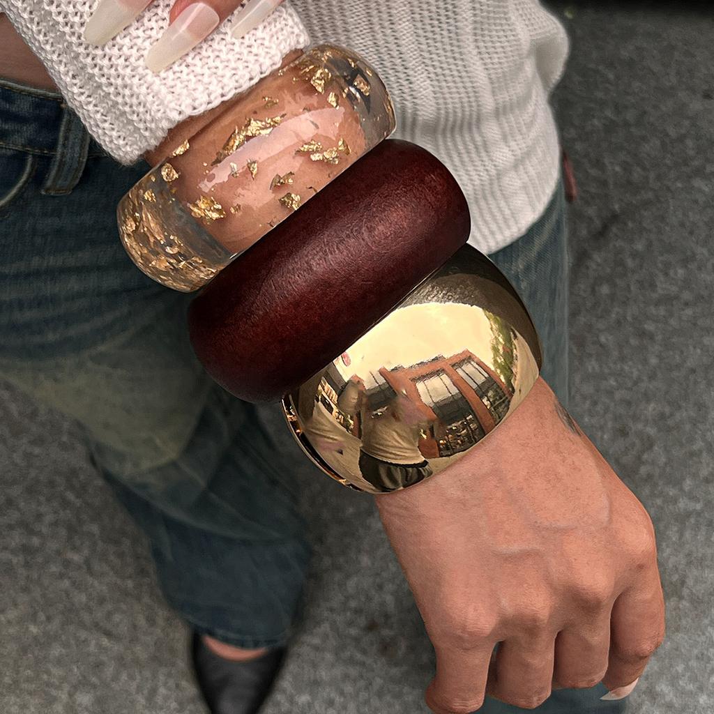 Vintage Resin Irregular Wide Bangle Bracelets Geometric Wide Stackable Bracelet Fashion Chunky Jewelry For Women Girls