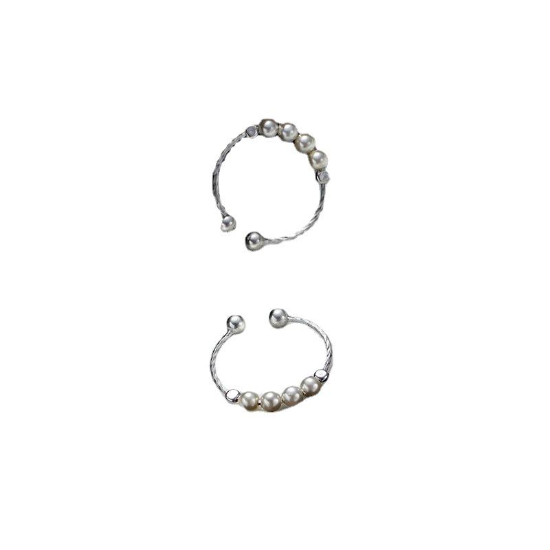 Винтажное посеребренное кольцо из серебра 925 пробы с жемчугом, открытое, для женщин