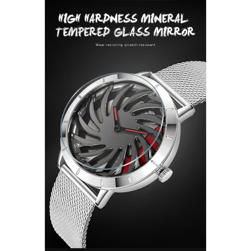 Сеть новых продуктов с кварцевыми часами Модные трендовые часы Простые креативные кварцевые мужские часы с полым автомобилем на колесиках