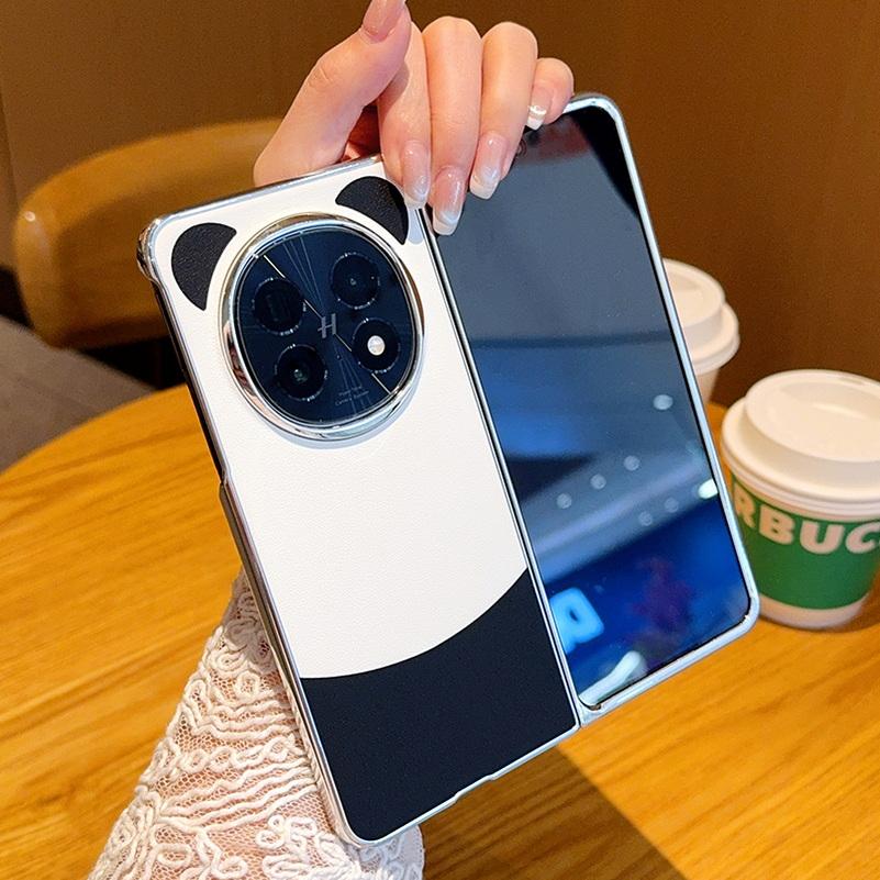 Милый Панда Однотонная Кожа Поднятое Кольцо для Защиты Чехол Для Huawei Mate X6 mate x6 Mate X5 X3 Защитная Крышка Камеры