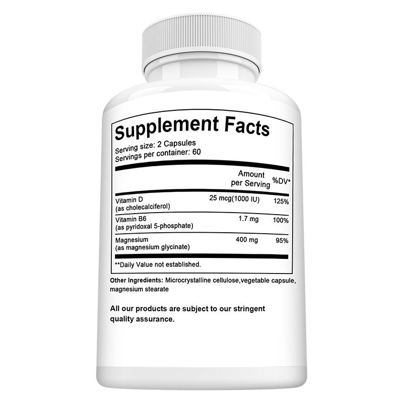 Didacat Magnesium Glycinate 400mg Capsules, Vitamins B6 and D, 120 Caps