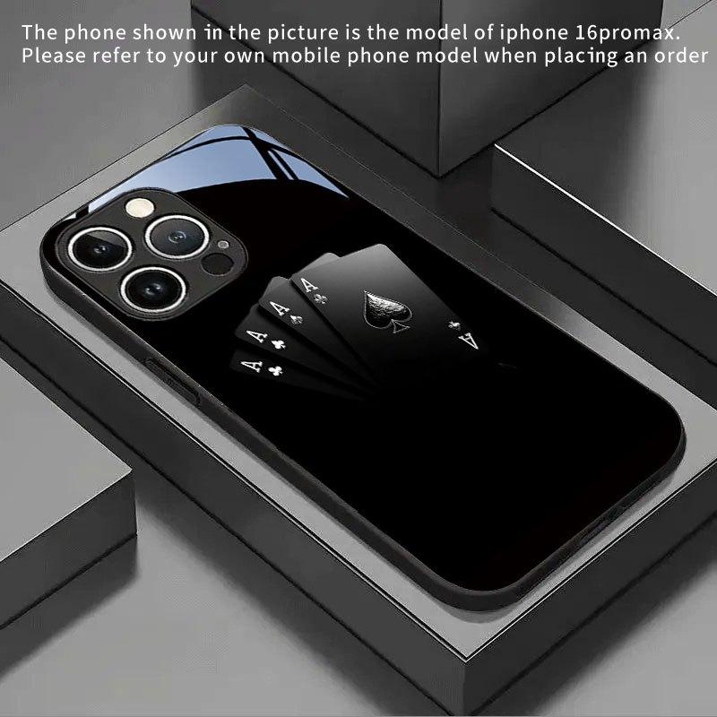 Печать «Четыре Туза» для Покера Чехол для iPhone 17 модные чехлы для телефона Стеклянный чехол для телефона для iPhone 17 16 15 14 13 12 11pm Pro Plus