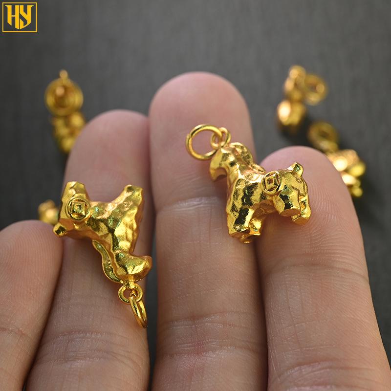 Позолоченный медью кулон-лошадка из знака зодиака, качалка, для изготовления украшений и DIY-аксессуаров