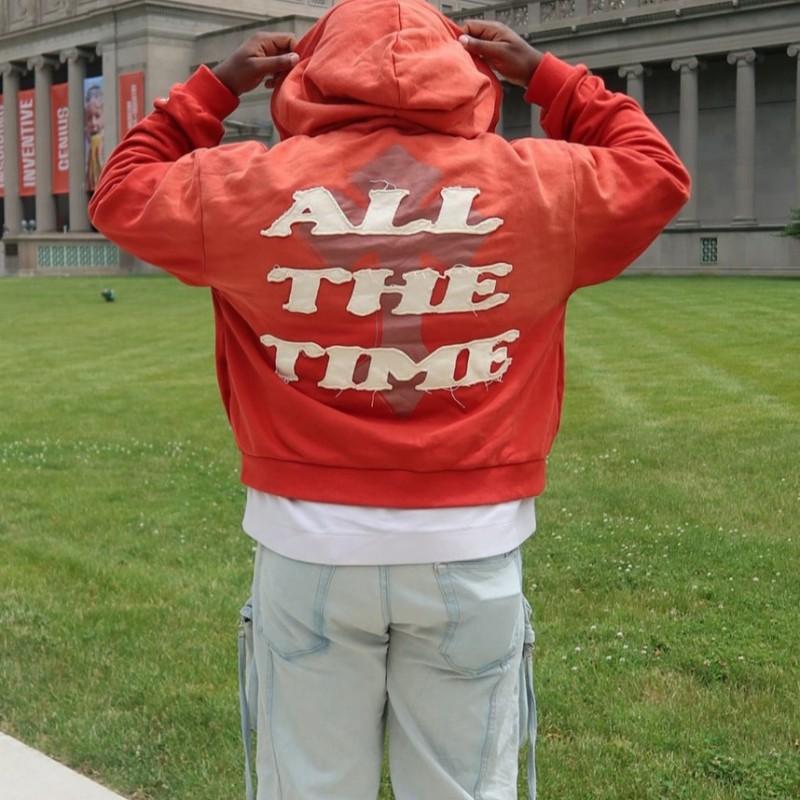 Unisex Oversized Hooded Sweatshirt With 3D Embroidered Letter Patch Streetwear Loose Fit Zipper Front