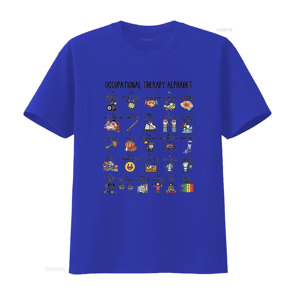 Occupational Therapy Alphabet Ot Therapist Teacher Assistant T Shirt White Vintage Washed Unisex Graphic Homme Stretched