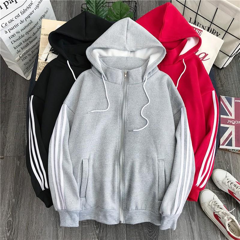 Womens Oversized Fleece-Lined Hooded Sweatshirt With Drawstring Loose Fit Winter Casual Top In Black Red Gray