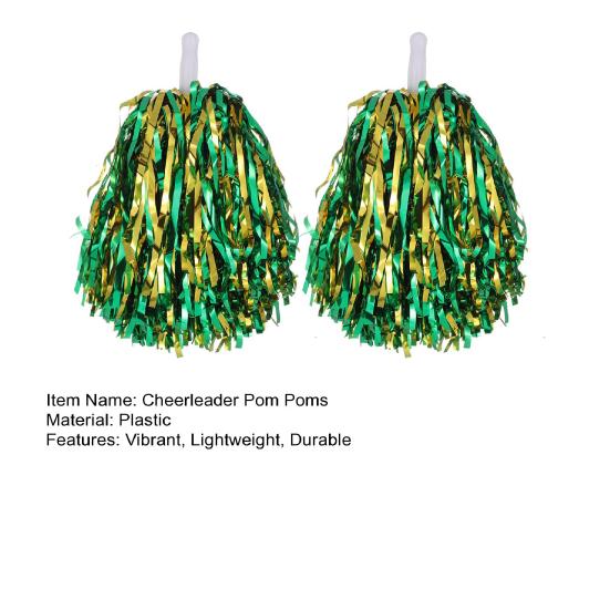 2Pcs Cheerleader Pom Poms Metallic Foil Cheerleader Pom Poms Hand Flowers with Handle for Sports Competitions Celebrations