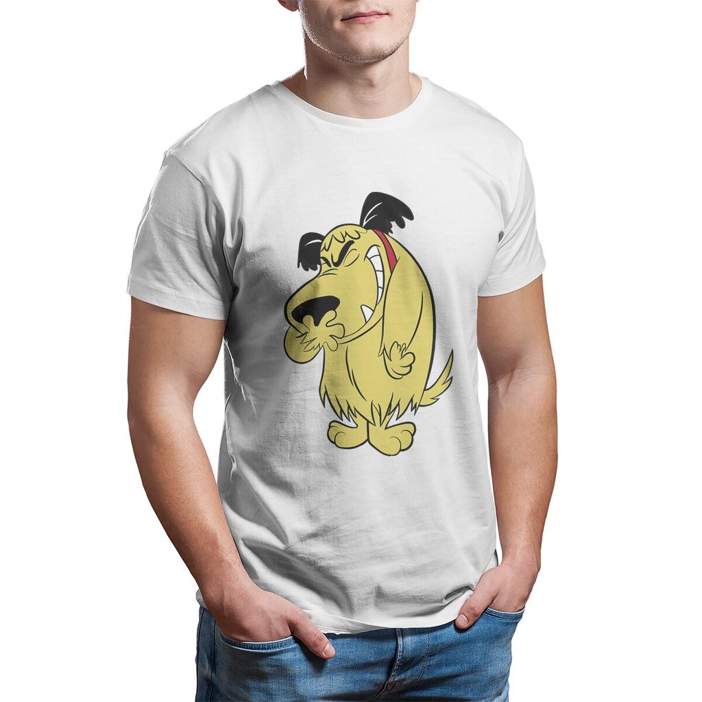 Muttley T Shirt for Men Cotton Vintage TShirt Wacky Races Mutley Cartoon Laughing Dog Tee Shirt Short Sleeve Tops Printed