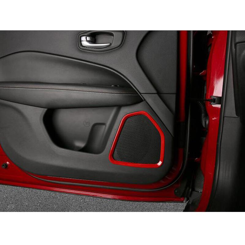 Car Detector Stick ABS For Jeep Compass 2017 2018 ide Door Audio Speak Sound Cover Ring Trim Frame 4pcs