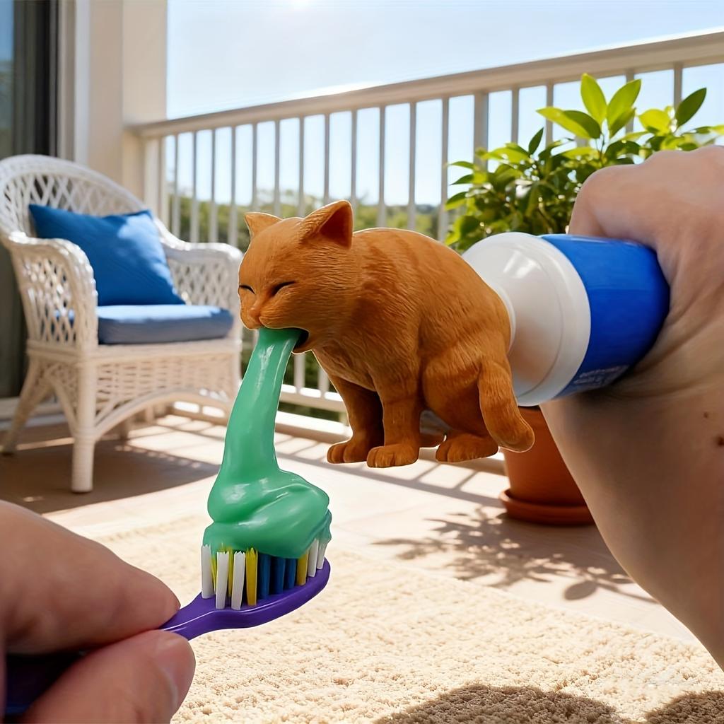 1pc Funny Cat Butt Shape Toothpaste Squeezer, Orange Cat Tail Design, Fully Automatic Glue Dispensing (No Battery Required)