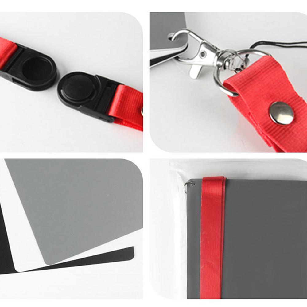 White Black 18% Gray Color Balance Cards Digital Grey Card with Neck-Strap DSLR Camera White