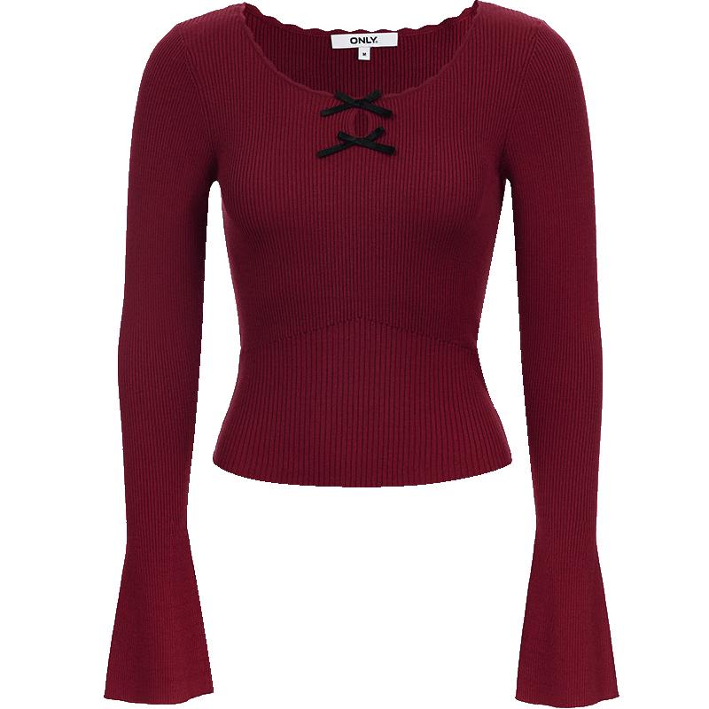 ONLY Women's Lace Trim Flared Sleeve Knit Top