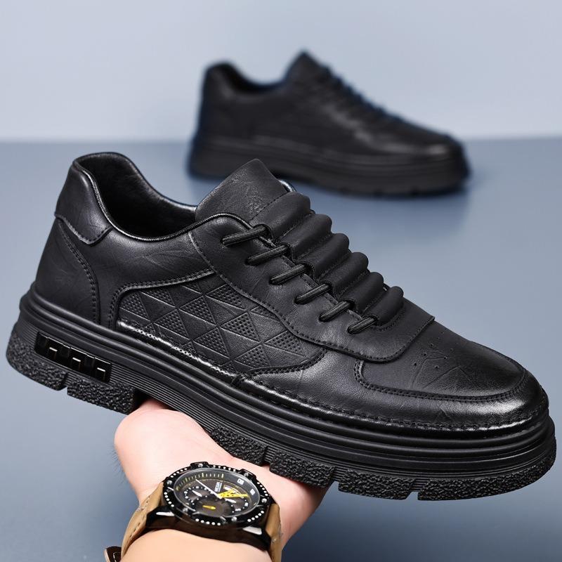 Fashion British Cow Leather Fashion Platform Sneakers for Men Spring Autumn Designer New Soft Bottom Casual Business Men's Dress Shoes