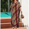 Женская мода лето весна леопардовый принт рукава 1/2 V-образный вырез свободная талия повседневные платья