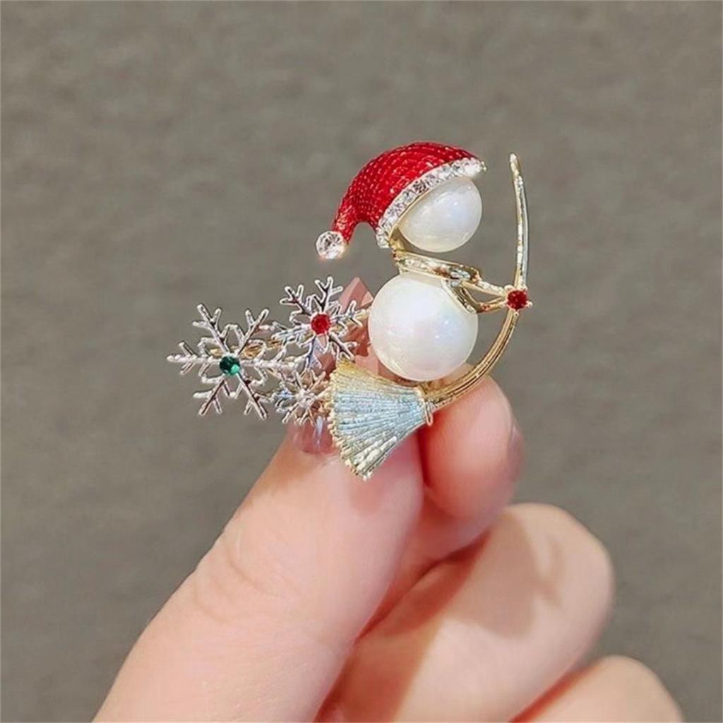 Rinhoo Zircon Santa Claus Gloves Brooches For Women Christmas Tree Snowman Snowflake Lapel Pins Christmas Jewelry