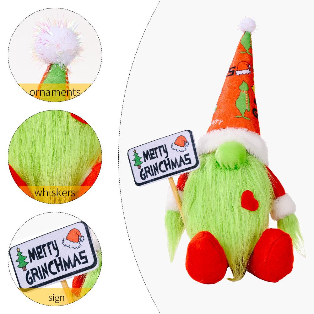Adorable Grinch Sitting Plush Doll Green Furry Monster Holiday Decoration Toy