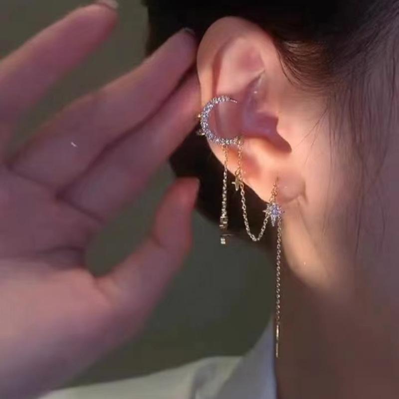 Сверкающий циркон, цветок, бабочка, клипса на козелок для женщин, без пирсинга, кисточка, кафф-клипса на ухо, серьги, свадебный циркон