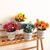 Vintage Potted Sunflower Bonsai With Iron Pot Simulates Artificial Silk Flowers Plants Home Garden Office Decoration