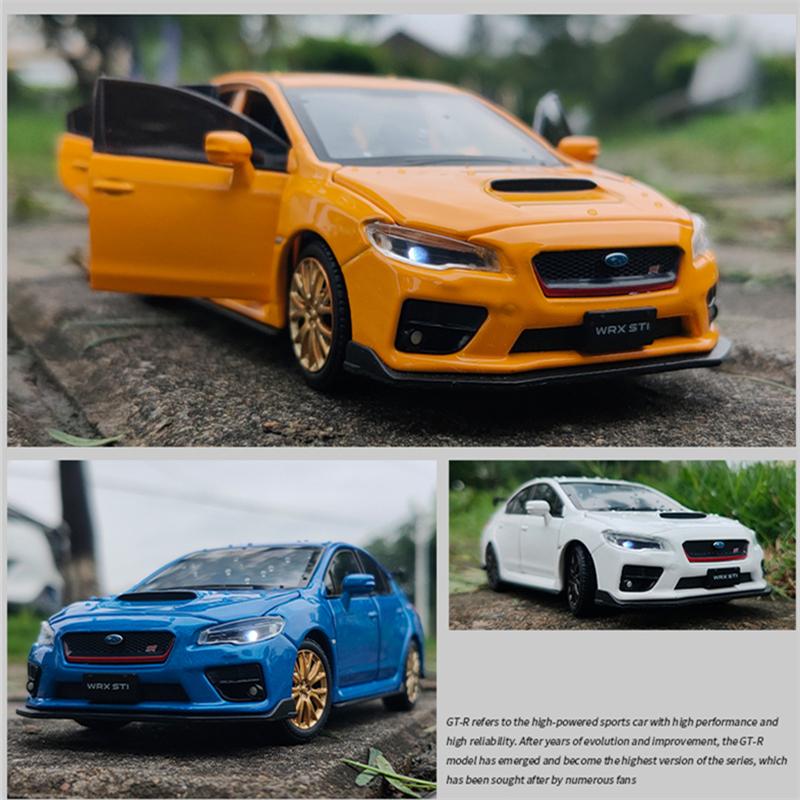 1/32 Модель спортивного автомобиля из сплава Subaru WRX STI Литая под давлением Имитация Металлическая игрушка Модель гоночного автомобиля Коллекция Звук и свет Детский подарок