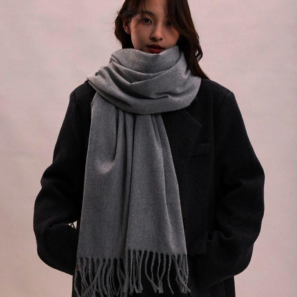 Tassel Imitation Cashmere Scarf Korean Style Women Shawl Simple Winter Neckerchief Autumn