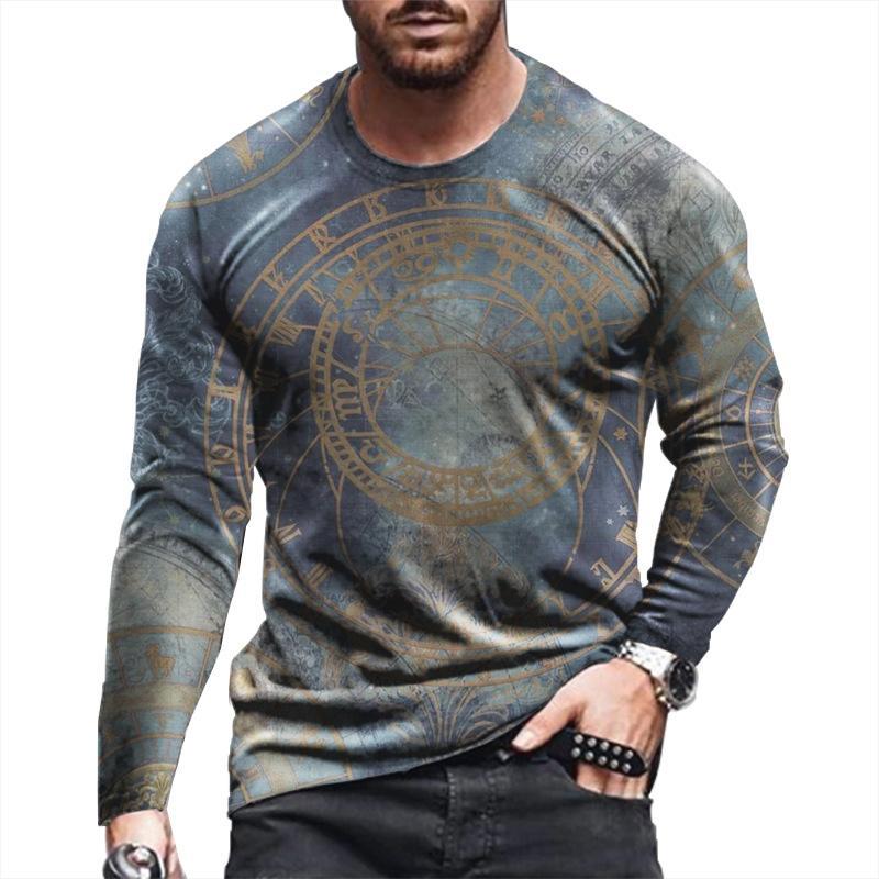 Spring Autumn Men Casual 3D Digital Print Hip Hop T Shirt Men Sport Long Sleeve Round Neck Fitness Tops T Shirt