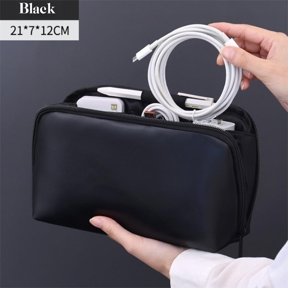 Portable USB Organizer Bag Solid Color Cable Storage Pouch  for Electronic Accessories Storage