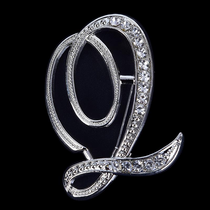 Crystal Rhinestone 26 Letters Women Collar Brooch Pin Corsage Bouquet Jewelry