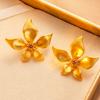 Textured Pearl Ear Studs Elegant Flower Earrings Jewelry Creative Ginkgo Leaf Earrings  Party