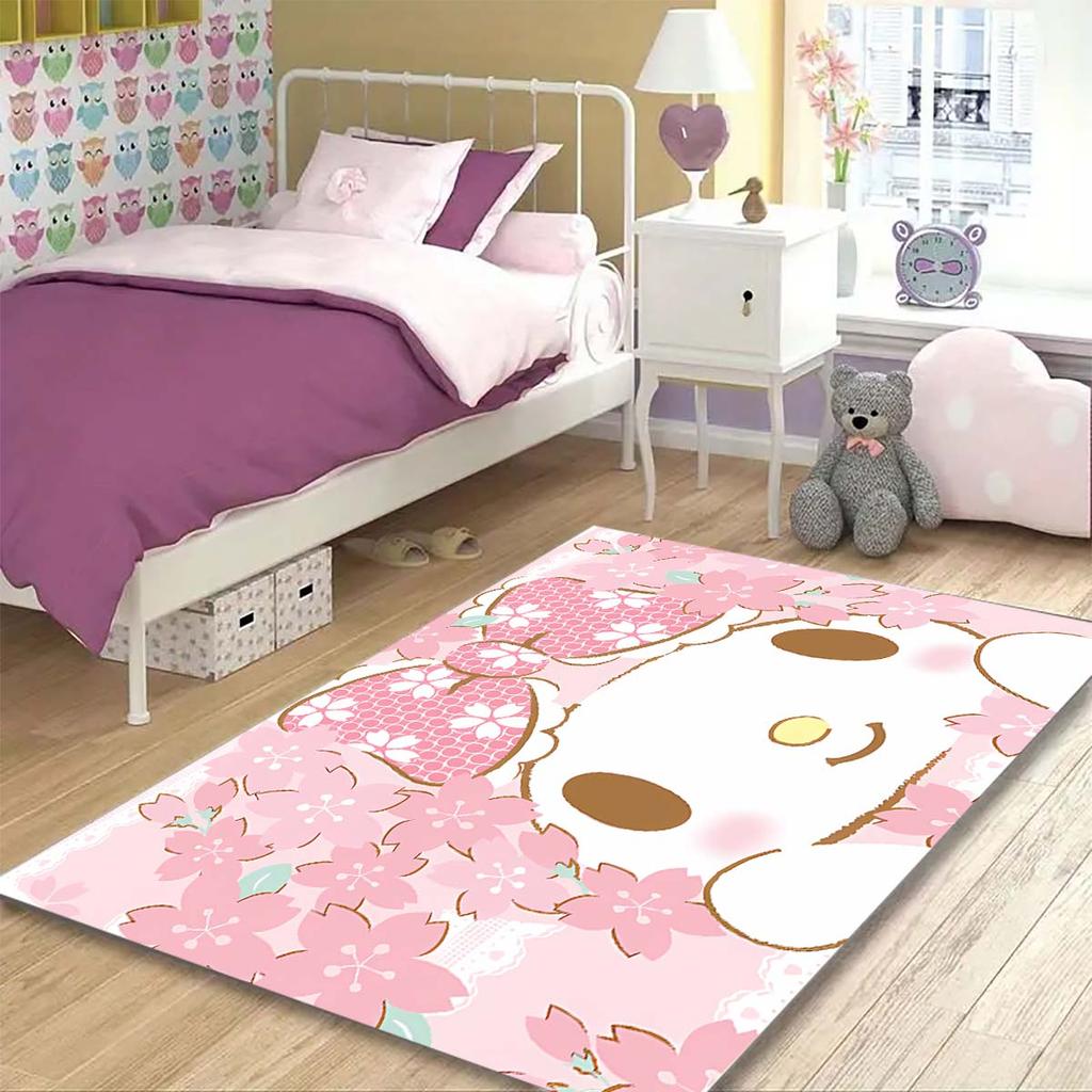 Cinnamoroll, My Melody, and Twin Stars print rug, floor protector mat. Cute cartoon decorations for the bedroom/children's room.