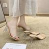 Summer Summer New Fashion Crystal and Transparent High-heeled Slippers