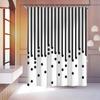 Black and White Striped & Polka Dot Shower Curtain, Modern Geometric Design, Waterproof Polyester Bathroom Curtain with Hooks