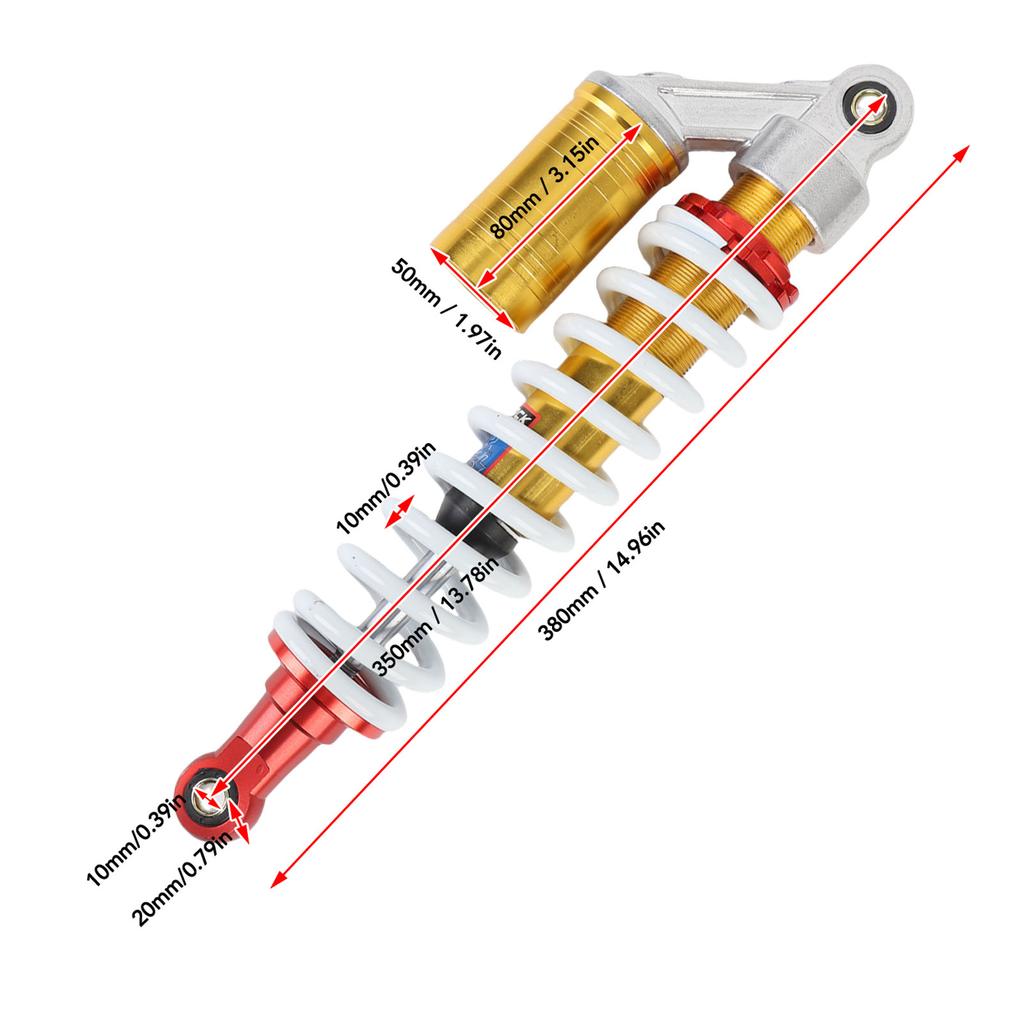 Регулируемый пружинный амортизатор 350 мм 13,78 дюйма Стильный внешний вид Амортизатор с регулировкой для квадроцикла, мотоцикла для бездорожья, картинга, скутера