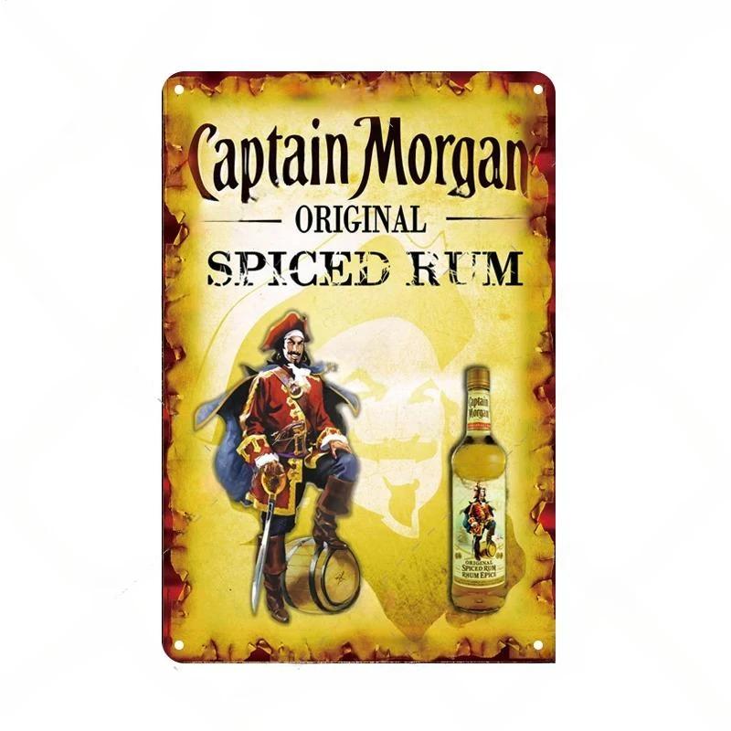 Винтажные жестяные знаки с ромом Captain Morgan, плакаты, настенный декор, ретро-металлический знак, Havana Club, Bacardi, Kraken, табличка, бар, кухня