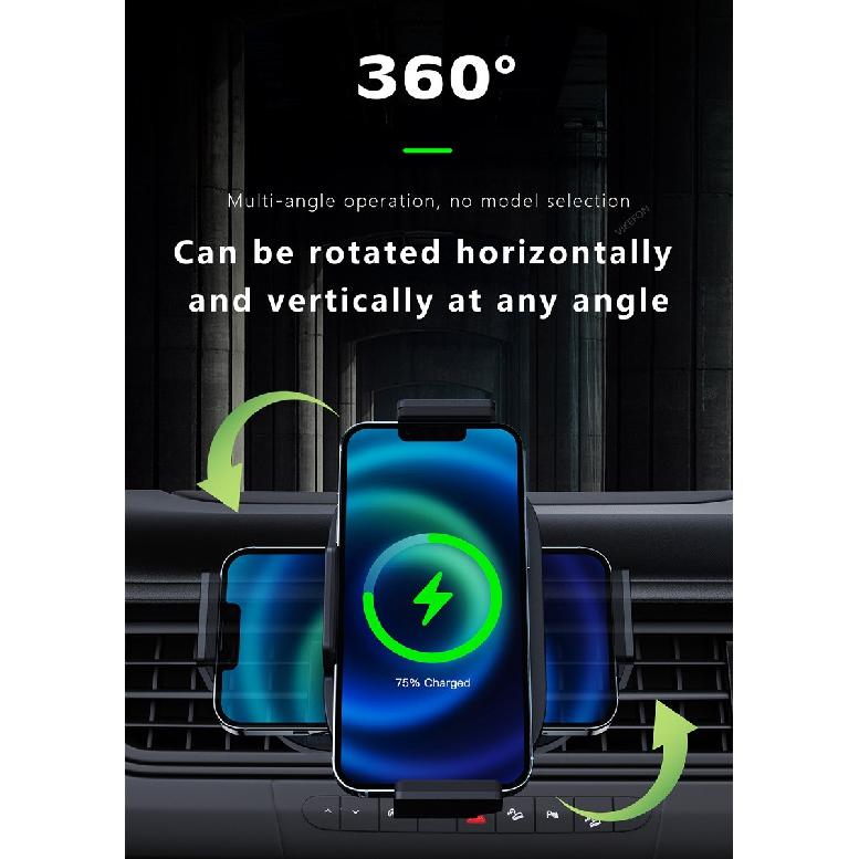 Беспроводное автомобильное зарядное устройство 15 Вт для Samsung Galaxy Z Fold 4 3 2 S23 iPhone 14 13 12 11, автоматический зажим, держатель для быстрой автомобильной зарядки