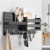 Rustic Wall Mounted Mail Organizer for Wall Entryway Decor Wooden Key Holder with Floating Shelf for Hanging Coats Dog Leashes