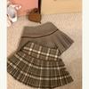 Woolen High-Waist A-Line Pleated Skirt for Women - Autumn/Winter College Style, Anti-Exposure, Short Length