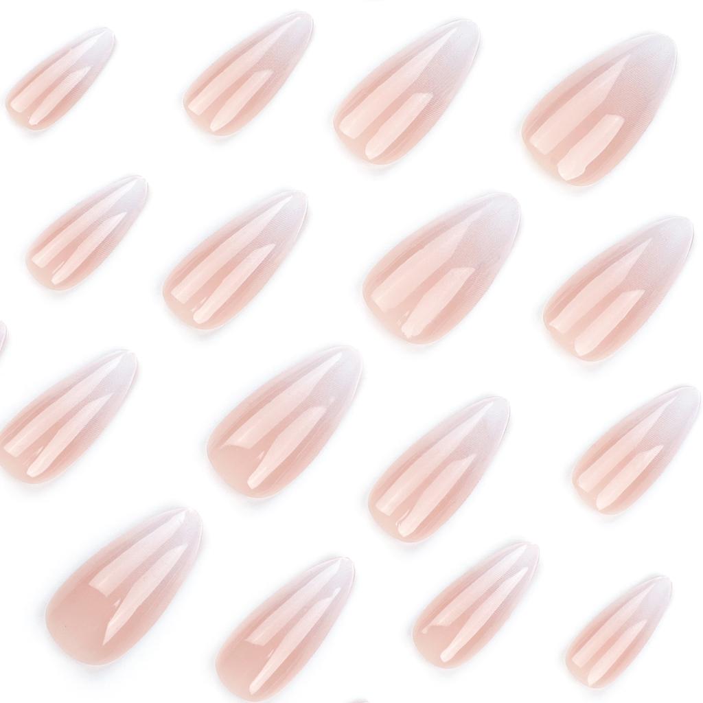 24 шт. Новый миндалевидный маникюрный элемент Простой розовый и постепенный переход накладных ногтей Ветер маникюр накладных ногтей