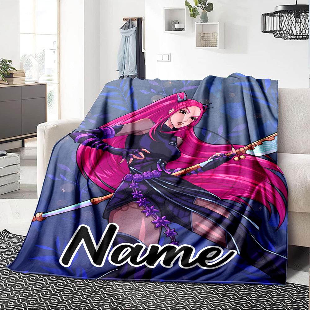 Customizable KPop Demon Hunters21 Throw Blanket – Personalized Name, All-Season Cozy Snug Blanket, Machine Washable, Personalized Blanket