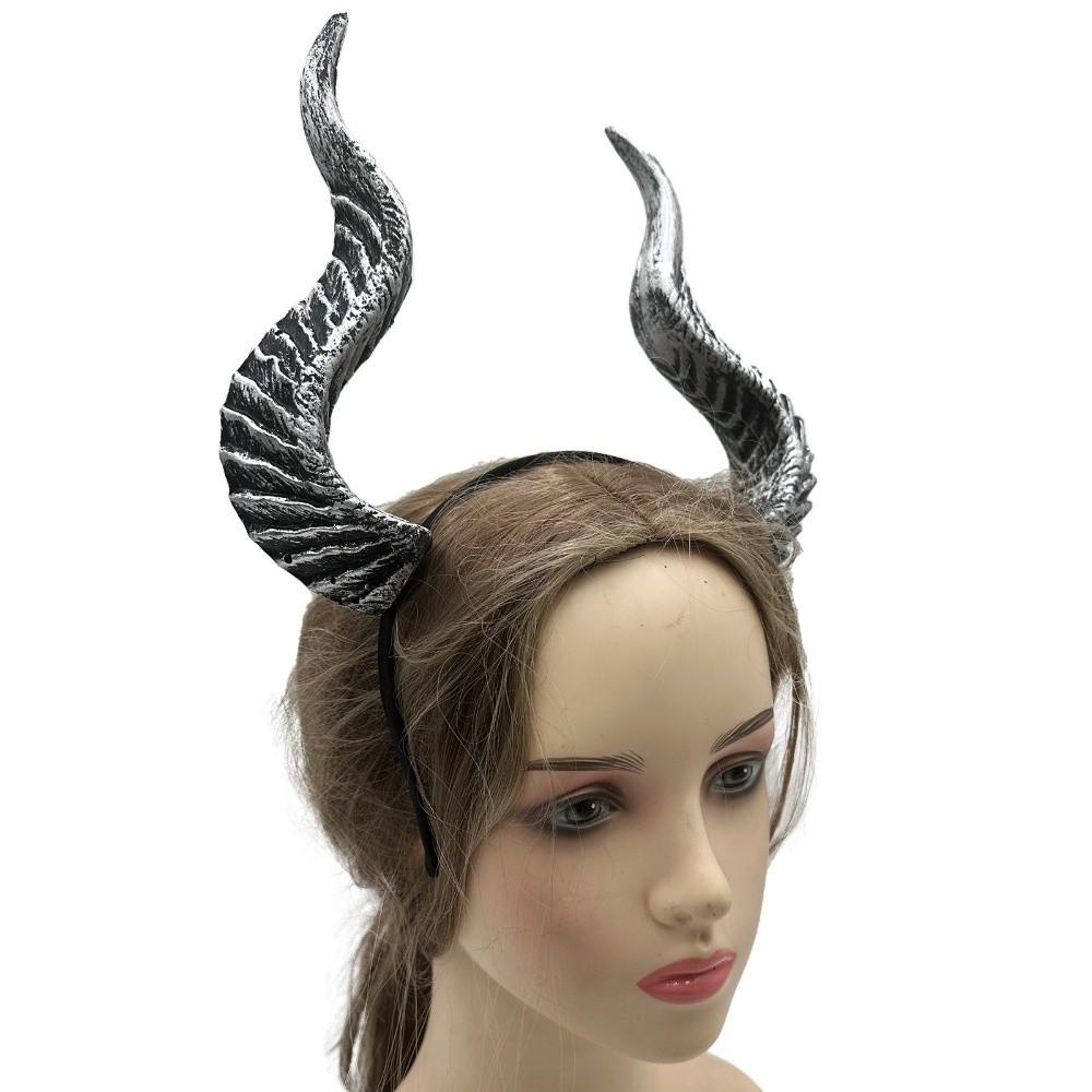 Dark Series Halloween Horns Headband PU Halloween Hair Hoop Cool Cosplay Hairband Girl