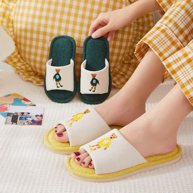 New Four Seasons Linen Slippers Children's Simple Cartoon Cute Boys and Girls Home Indoor Non-slip Sweat Absorption