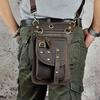 Mens Genuine Leather Multifunction Shoulder Crossbody Messenger Bag Hook Waist Pack Drop Thigh Leg Bag