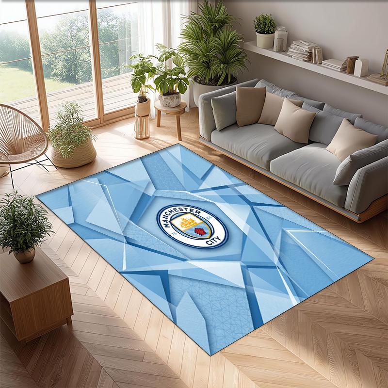 Фланелевый ковер с принтом Manchester City, нескользящий, мягкий, из полиэстера, для пола, декоративный коврик для спальни, гостиной, дивана