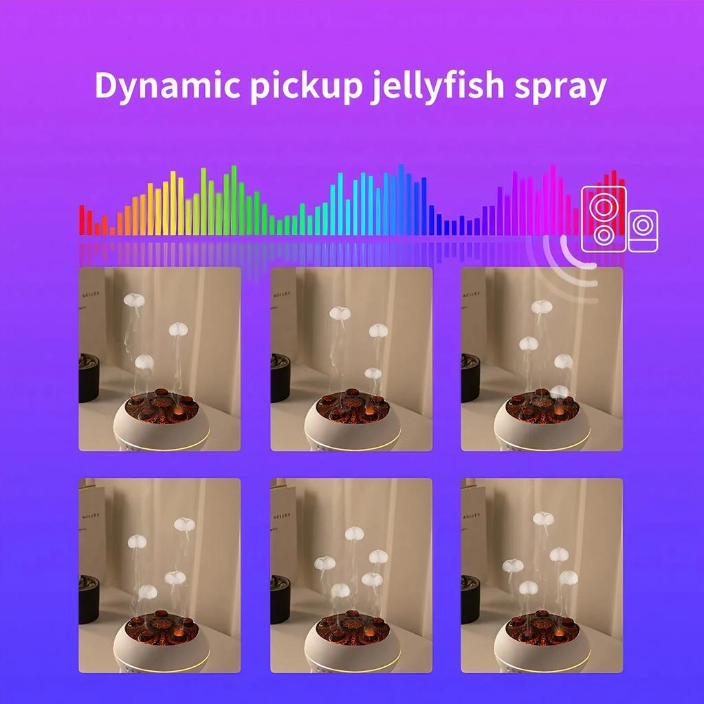Dynamic Jellyfish Cool Mist Humidifier 7 Color Lights Aromatherapy Diffuser 28dB Quiet Automatic Shutoff for Bedroom