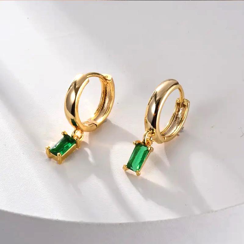 Huitan Trendy and Simple Cushion Earrings for Female Ярко-зеленые циркониевые аксессуары для помолвки Ювелирные изделия для леди