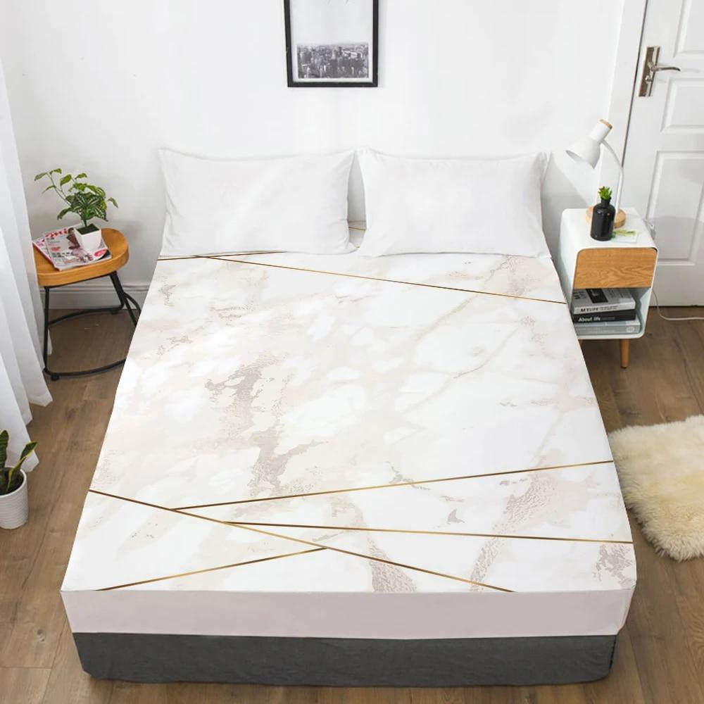 Mattress Cover Fitted Sheets With Elastic Band Bedsheet Bed Sheet Linens 160X200/200X220CM Size 3D Printed Pink Geometry