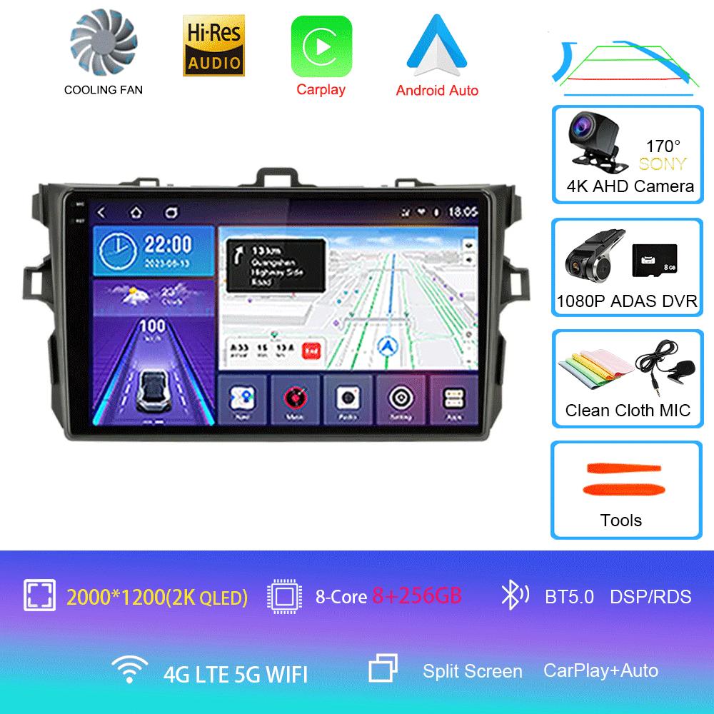 Android 14 Carplay 2din Car Radio For Toyota Corolla E140/150 2007 - 2013 4G GPS Multimedia video Player Stereo WIFI+4G
