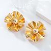 Летние серьги-цветы из сплава для женщин, европейские и американские блестящие преувеличенные металлические цветочные украшения.