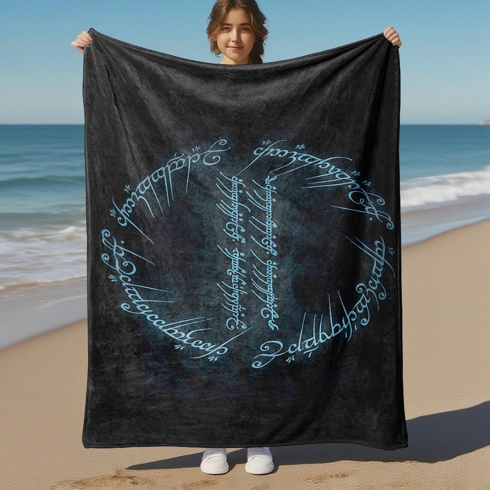1pc Elvish Script, Fantasy Map, Tolkien - Throw Blanket, Soft, Flannel Blankets, Living Room, All Seasons Use-1021050