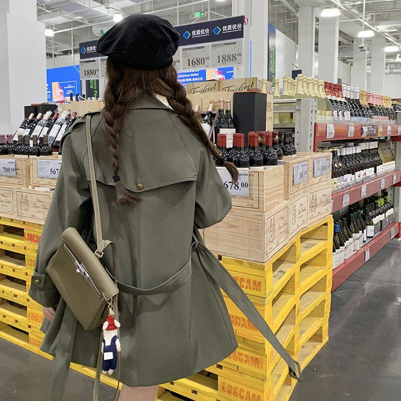 Пальто-тренч А-силуэта для женщин средней длины, весна и осень, новый популярный британский милый универсальный топ, уменьшающий возраст, корейская версия